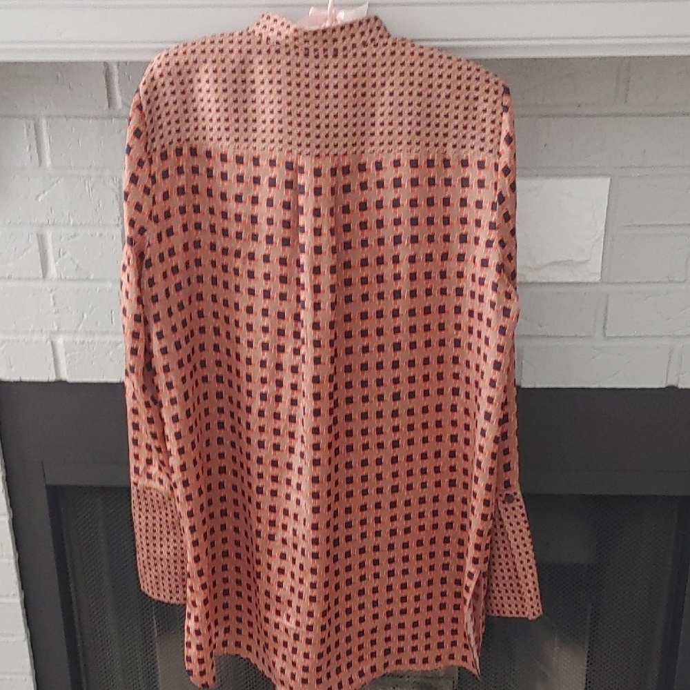 Lafayette 148 New York Pink and Black Patterned Blouse - Picture 5 of 9